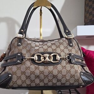 Gucci Beige and Dark Brown Shoulder Bag